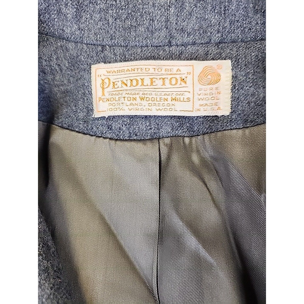 Pendleton Blazer Jacket Virgin Wool Solid Gray 2 … - image 3
